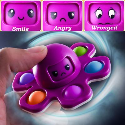 Fidget Toys Autismo Alivio del estrés Silicona Interactivo Flip Pulpo Cambiar Caras Spinner Push Pop Bubble Fidget Juguete para Spinners