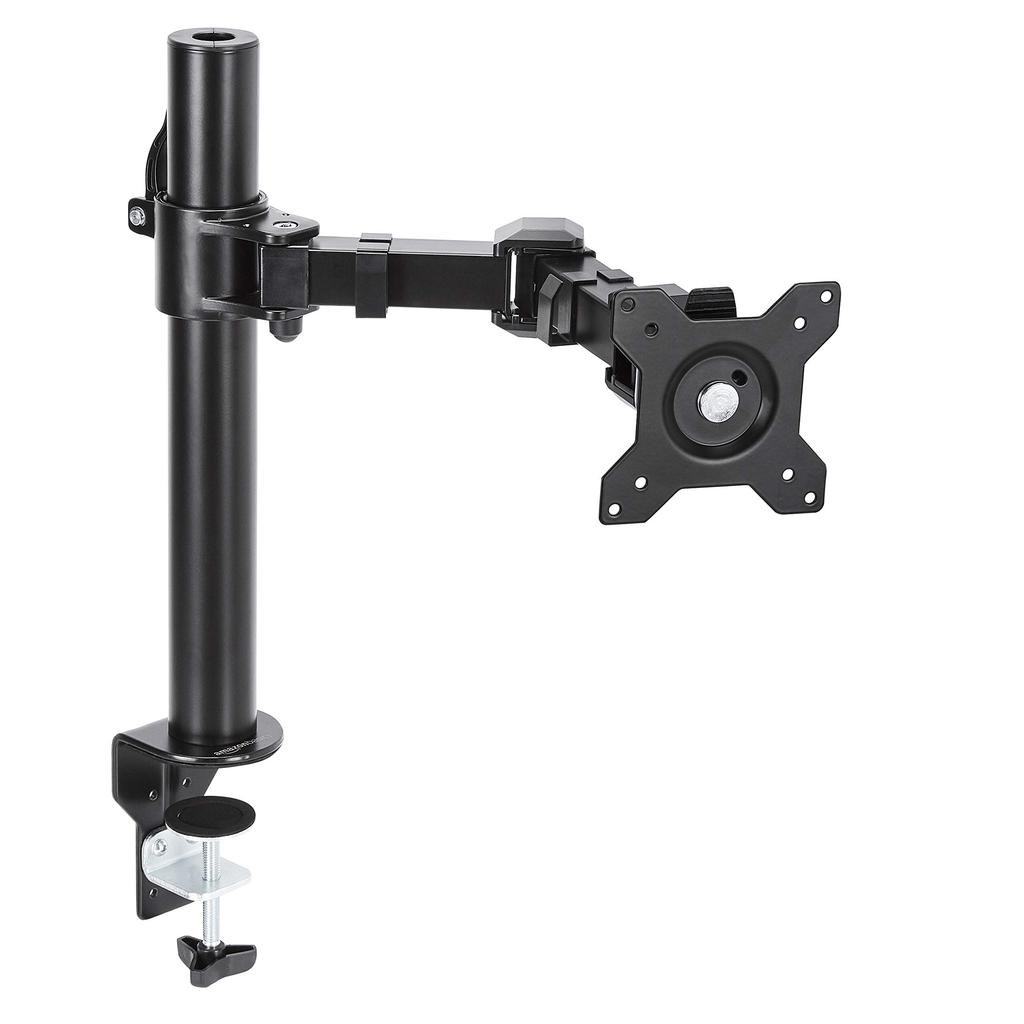 Amazon Basics Monitor Arm, Single Monitor, 13-30 Inch (Supports up to 10kg), Height Adjustable, Desk Mount, Steel, 1 Piece, Black