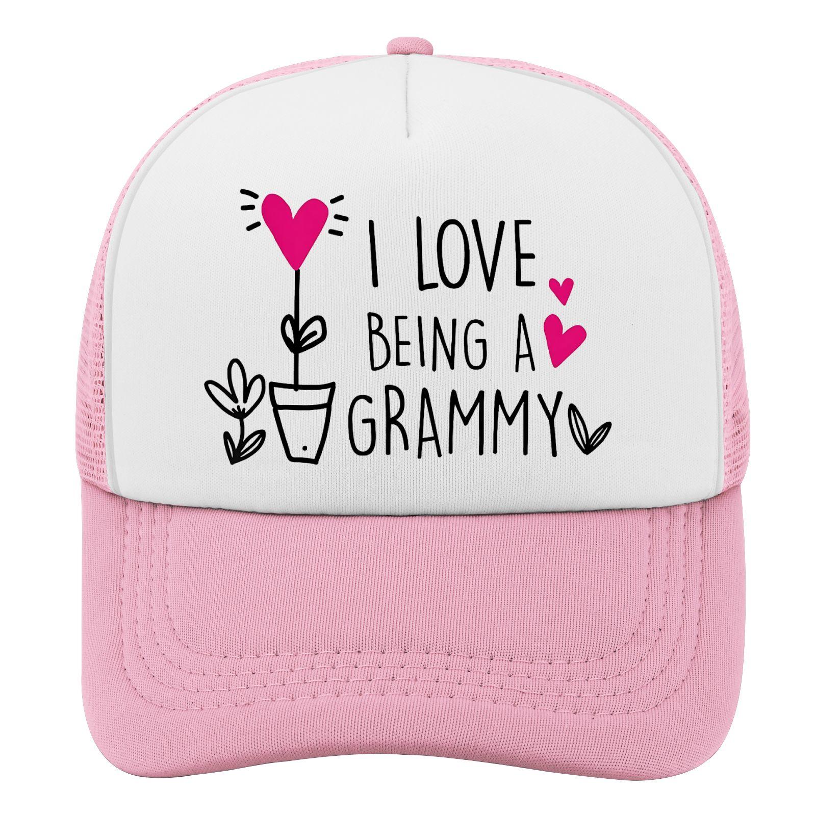 I Love Being a Grammy Trucker Hat Polyester Casual Adjustable Mesh Baseball Cap for Women One Size