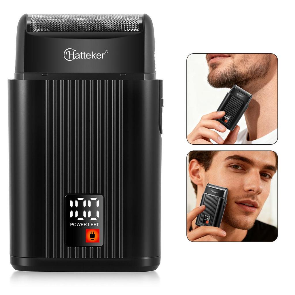 Hatteker Electric Razor for Men Rechargeable Shaver Waterproof Cordless Razor with Nose Hair Trimmer for Travelling Mini