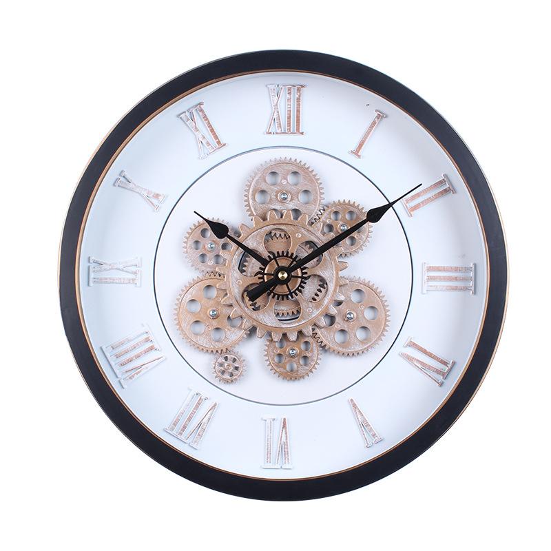 Zahnraduhr im Antik-Stil Wohnzimmer Wanddekoration Arbeitszimmer Retro Nostalgisch High-End Kreativ Dreidimensional Runde Wanduhr