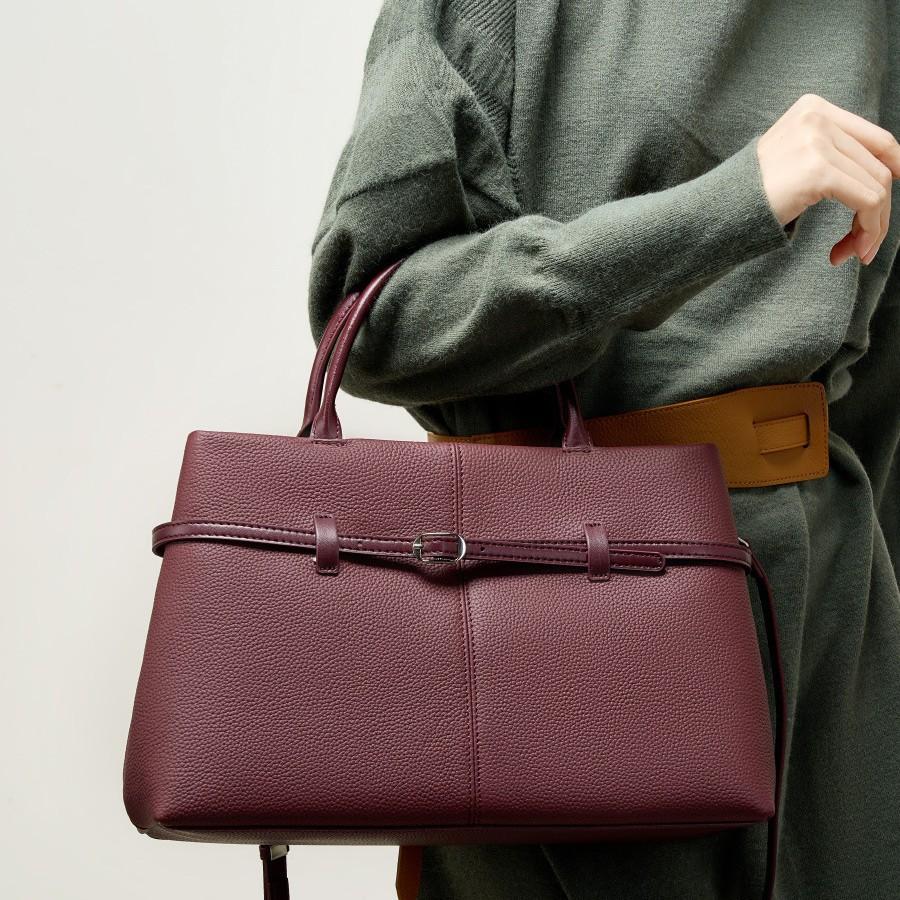 Fashion Commuter Briefcase Versatile Large Capacity Shoulder Bag Leather Handbag