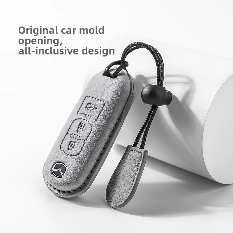 Mazda Car Key Cover Premium Leather Flip Key Case Compatible with Mazda 3 4 5 Models Auto Accessories Shell Buckle Bag