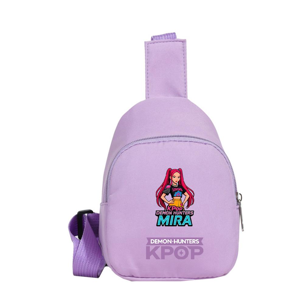 Anime Cartoon K-Pop Demon Hunters Printed Kawaii Chest Pack for Boy Girl Shoulder Bag Student Portable Crossbody Pouch Kid Gift