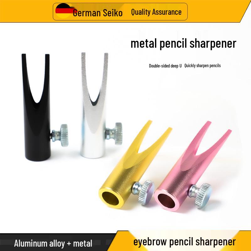 

Металлический держатель и точилка для карандашей для бровей розовый