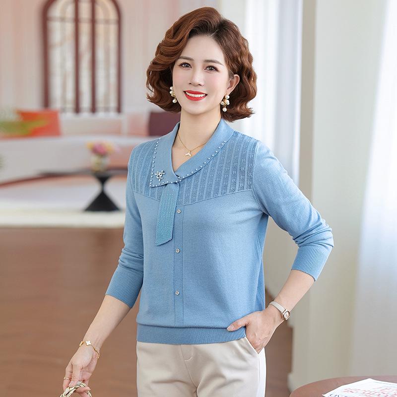 2026 Spring Knitwear Sweater: Stylish Base Layer for Middle-Aged & Elderly Women - Perfect for Spring & Autumn