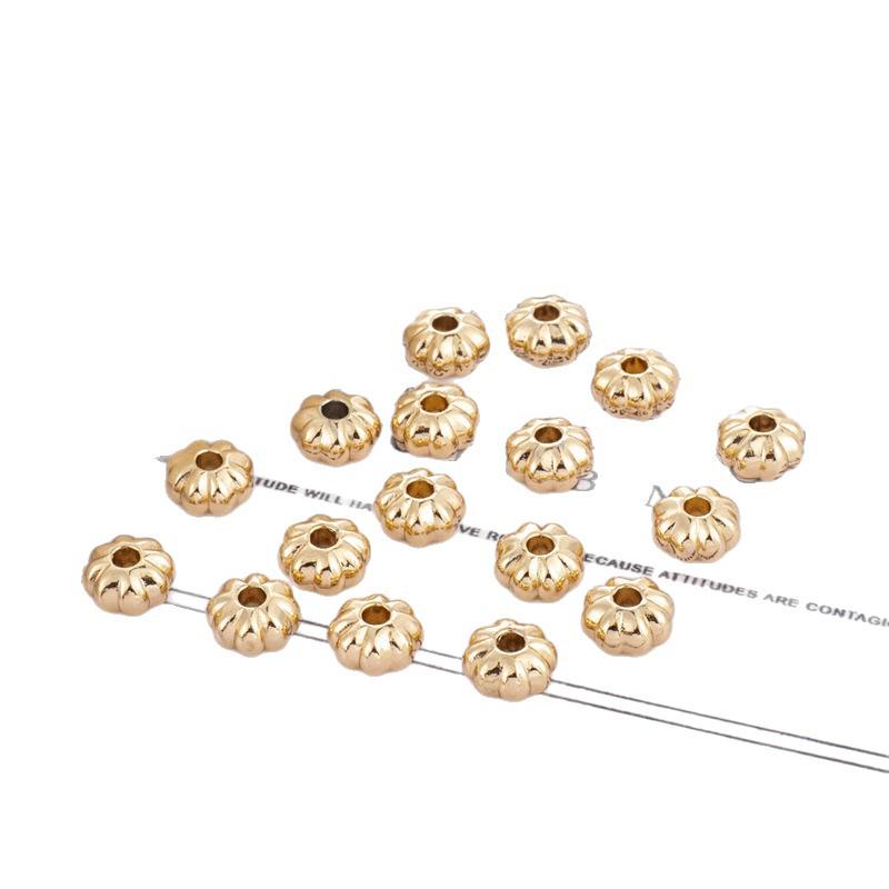 18k Matte Gold Frosted Pumpkin Spacer Beads for DIY Jewelry