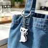 Aesthetic Key Chain 2Pcs Black White Cat Keychain for Backpacks, Oil Dripping Enamel Kitten Ring Ring, Metal Bag Schoolbag Charm Decoration