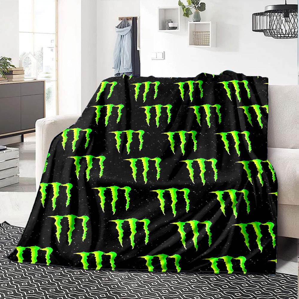 Фланелевое одеяло с логотипом Monster Energy, супермягкое, теплое, уютное, для дивана, кровати, офиса, путешествий, всесезонное, домашний декор, подарок