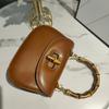 New High-end Messenger Bag Retro Simple Bamboo Bag Leather Fashion Saddle Bag Wide Shoulder Strap Single Shoulder Handbag