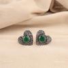 Brincos Stud Redondos de Ônix Verde Natural Prata 925 Presente de Aniversário Joia Art Déco EE-143-10