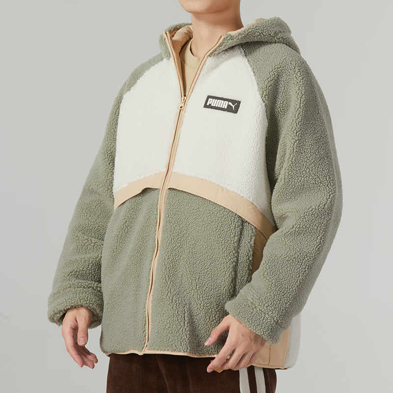 Puma Winterized Series Lamb Fleece Zip-Up Collar Jacket Unisex Jacket Pebble-Gray 539715-03