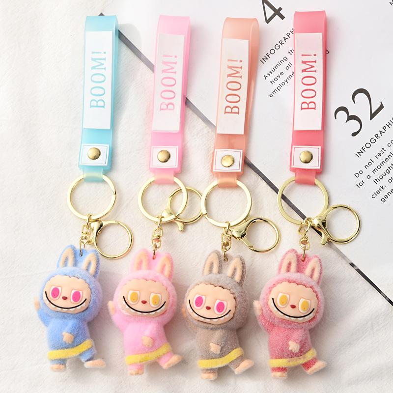 Flocking Yoga Keychain Small Pendant Cartoon Cute Doll Keychain Small Gift