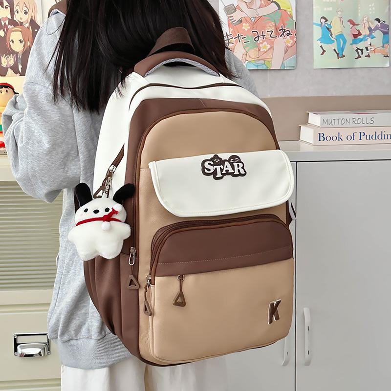 Schoolbag Large Capacity Contrasting Color Backpack Female Cute Small Fresh College Style School Bag Girls Junior High School High School Backpack 
