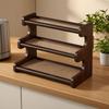 Three-Tier Tabletop Display Rack Compact Wooden Riser Wipe-Friendly