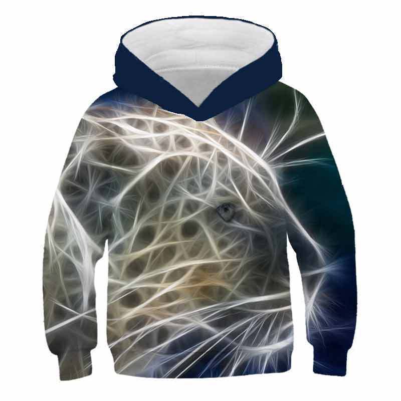 Autumn 3D Animal Tiger Pattern Printed Top Fashionable Casual Long Sleeved Children's Boy Hoodies