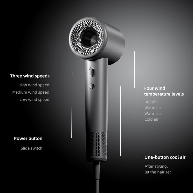 The high-speed hair dryer, a household high-power hair dryer, has a negative ion function to prevent dryness and frizz