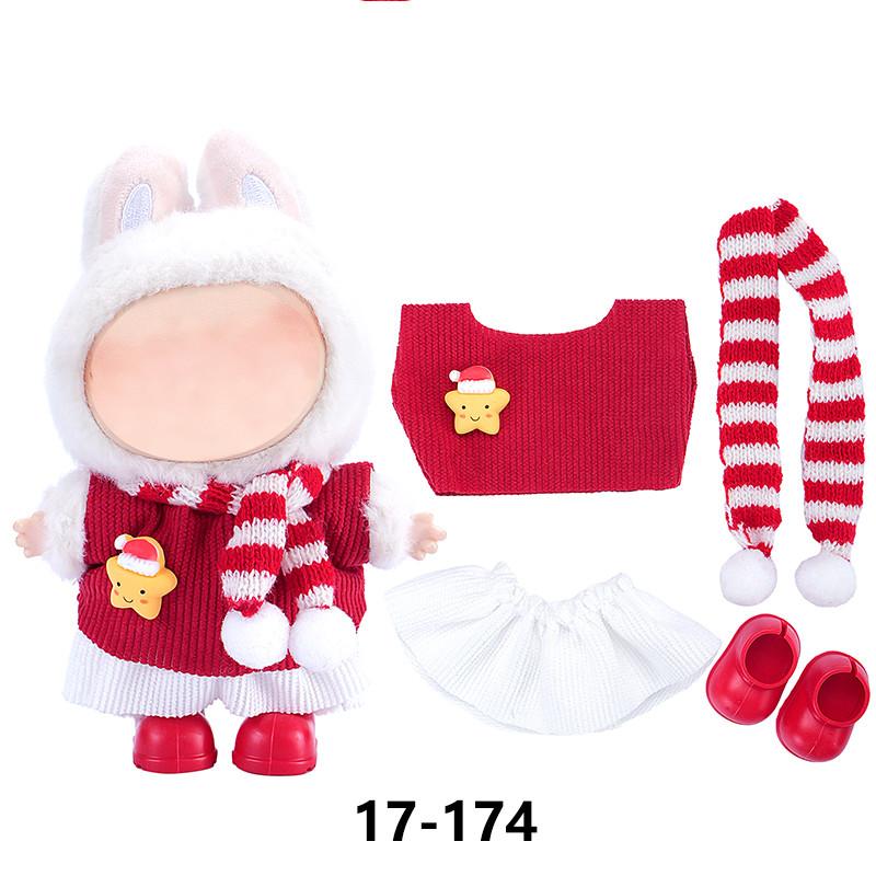 New Christmas Clothes For 17cm Labubus Mini Doll Clothes Outfit Hat Clothes for Labubu I II III Doll Accessories Party Game Toys