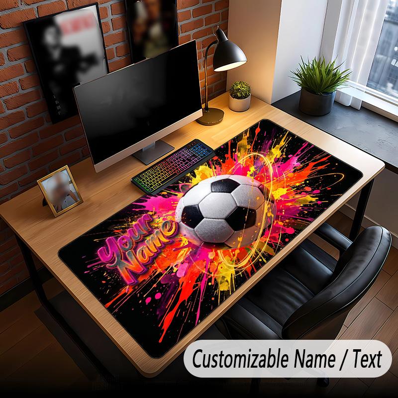 Soccer Theme Custom Mouse Pad Personalized With Name Text Customized Desk Mat For Office Home Decor