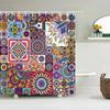 Bohemian 3D Shower Curtain, Indian Mandala Flower Green Blue Chic Color Modern Pattern Bathroom Fabric Home Decor Shower Curtain