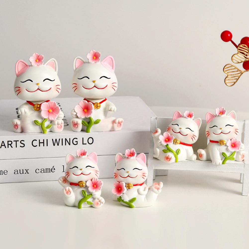 Lucky Cat Micro Landscape Decoration Resin Lucky Cat Figurine Statue Home Decor For Welcoming Fortune Good Luck