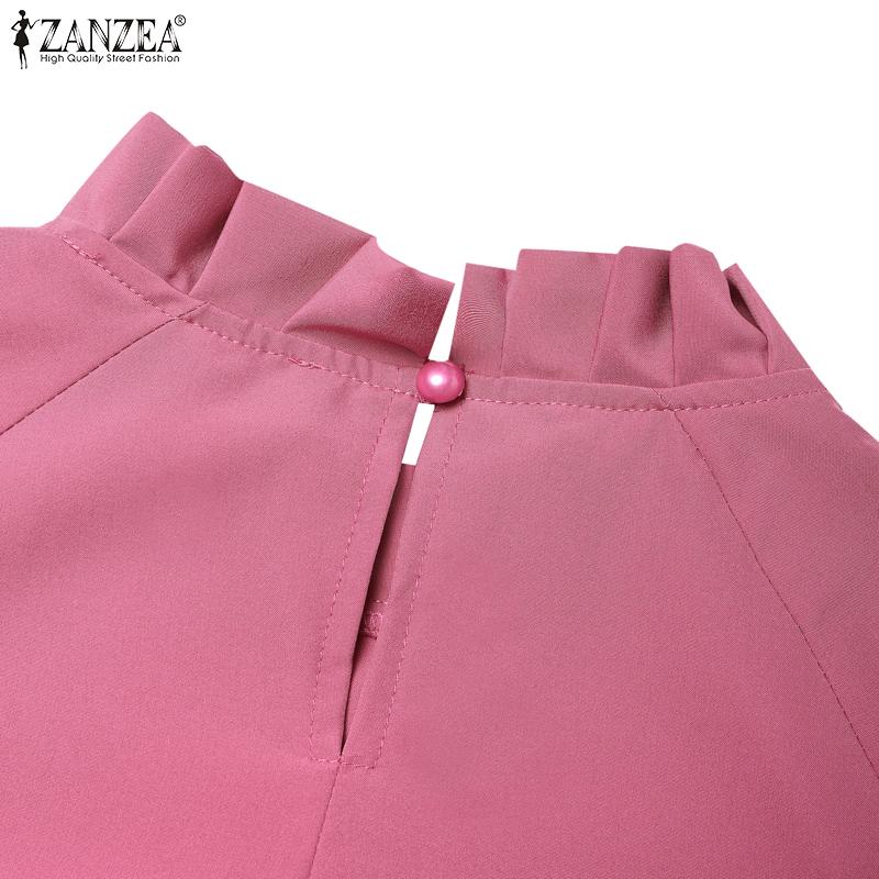 ZANZEA Γυναικείο Καθημερινό Μάξι Φόρεμα με Όρθιο Γιακά, Άνετη Γραμμή, Μονόχρωμο, Μακρυμάνικο