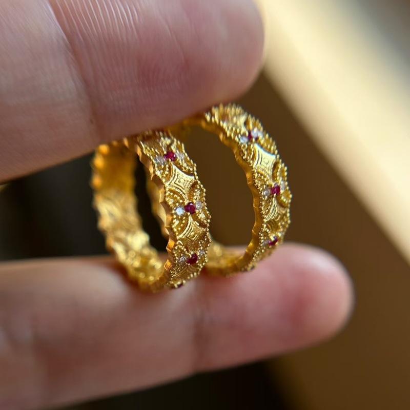 Xiaohongshu Bestseller: Retro Chinese Palace Gold Enamel Ring, Light Luxury & High-End Fashion. Adjustable