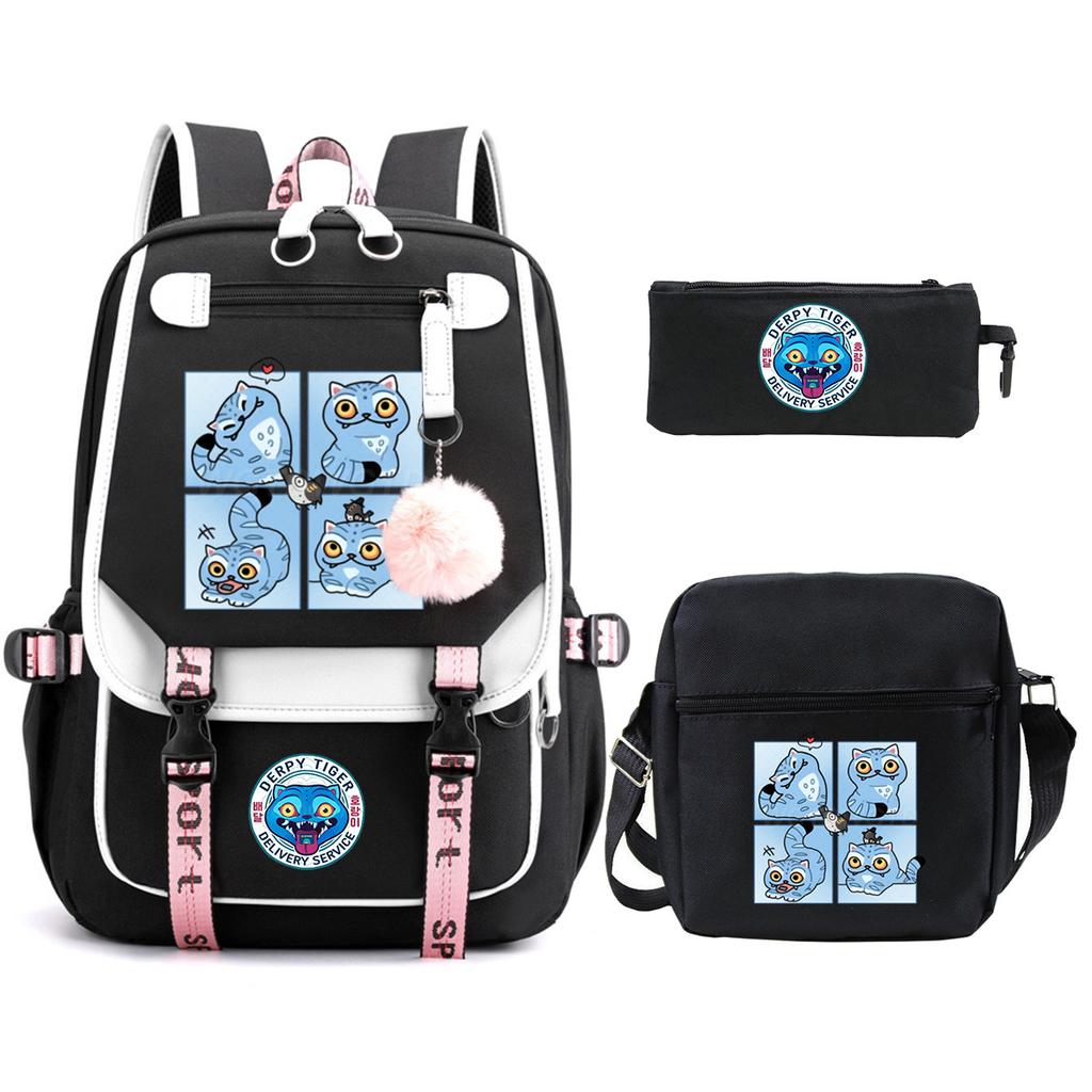 Witch Hunters Cartoon Peripheral Printing Children's Backpack Cross-border New Student School Bag Three-piece Shoulder Bag Pencil Bag