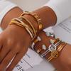 European & American Light Luxury Titanium Steel Gold-Plated Open Design Bracelets with Rhinestone Inlay for Women