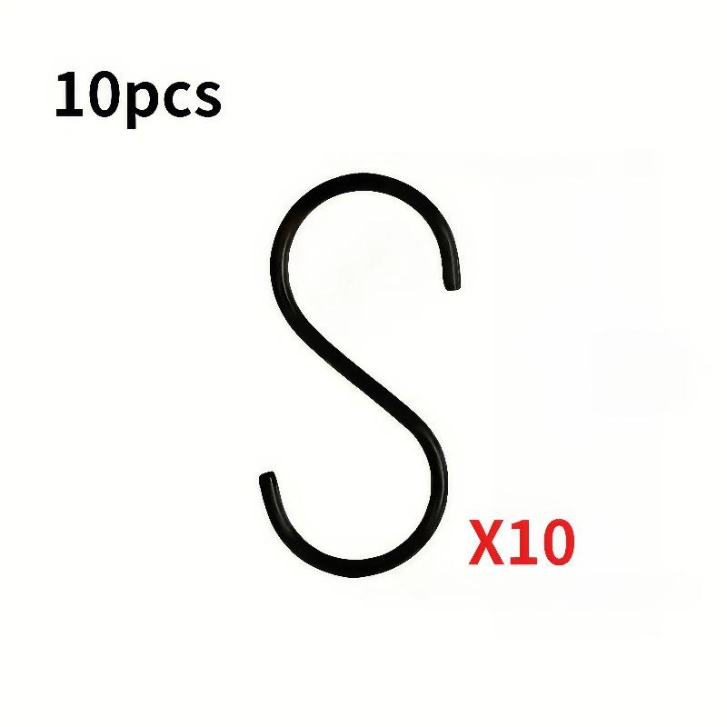 

10 Black S-shaped Hooks, Easy To Install, Durable and Stylish, Used for Hanging Plants, Clothes, Kitchen Utensils and Bags 10pcs