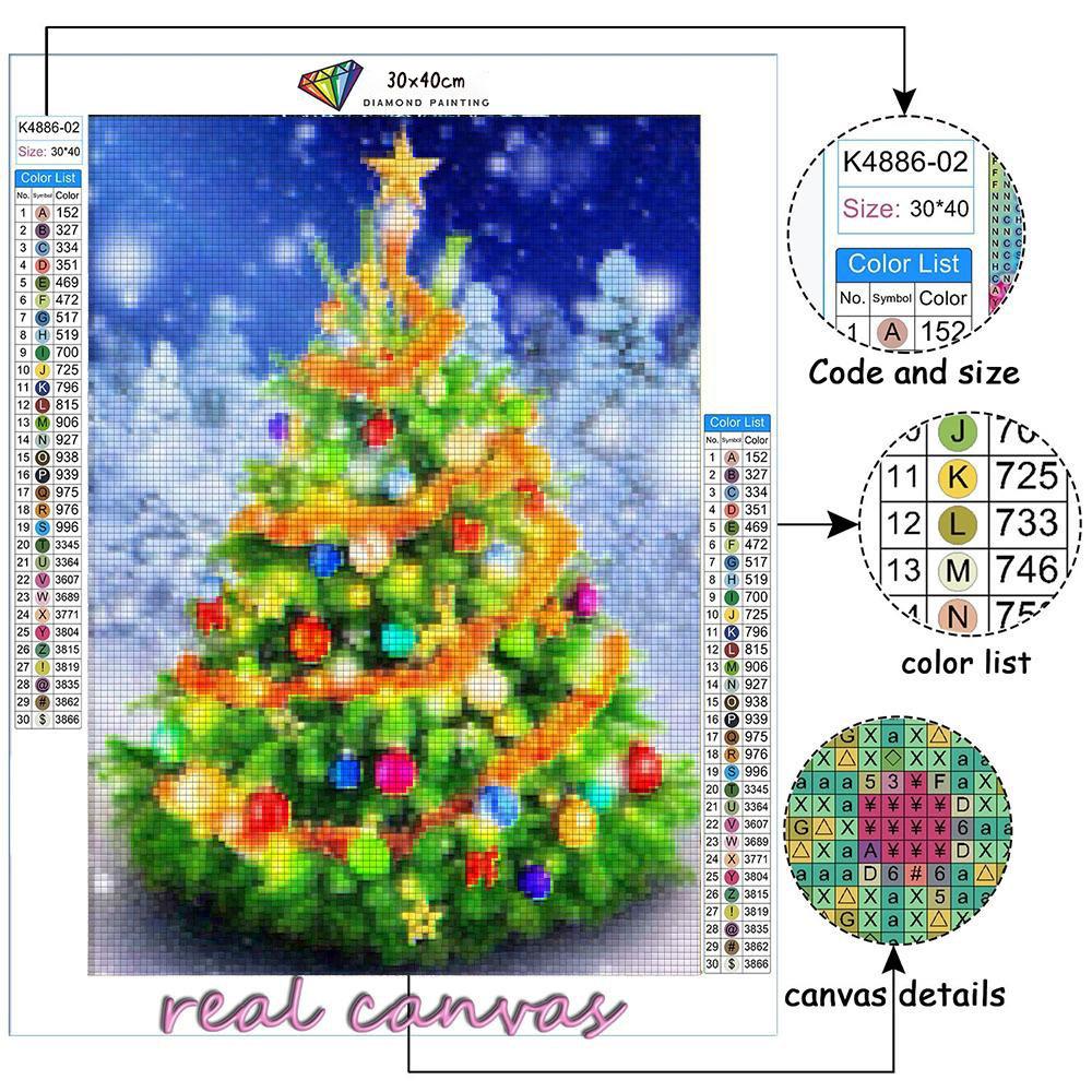 5D Diy Diamond Painting Colorful Christmas Tree Cross Stitch Set Full Diamond Embroidery Mosaic Art Picture of Rhinestones Decor Gift