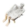 Holiday Tub Flower Holder with Reclining Bone Figure, Halloween Accent Item for Faux Stem, Small Arrangements, Entry Tables and Retail Counters