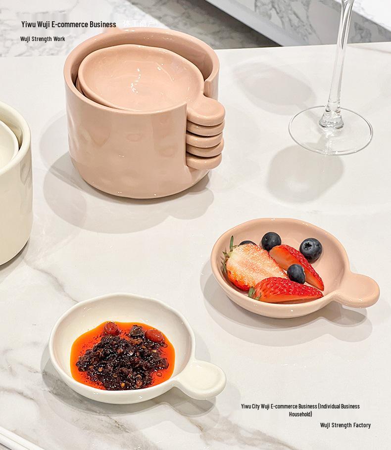 Ceramic Cream-Style Dipping Dish for Seasonings and Sauces