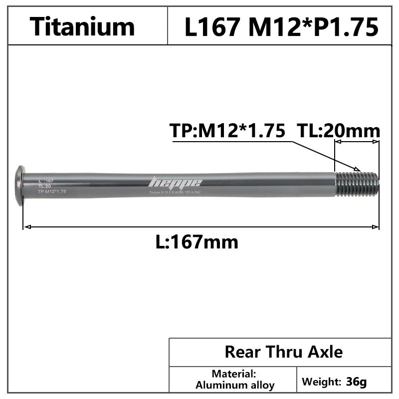 HEPPE MTB Road Bike Titanium Thru Axle Ultra Light Bike Axle 12x142 12x148 Rear Hub Thru Axle Bike Fork 12x100 12x110 Shaft