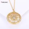 DIY Nacklace Making Supplies Inlaid Zircon Round Sun Charms Gold Plated Brass Sun Pendants For Jewelry Making Accessories
