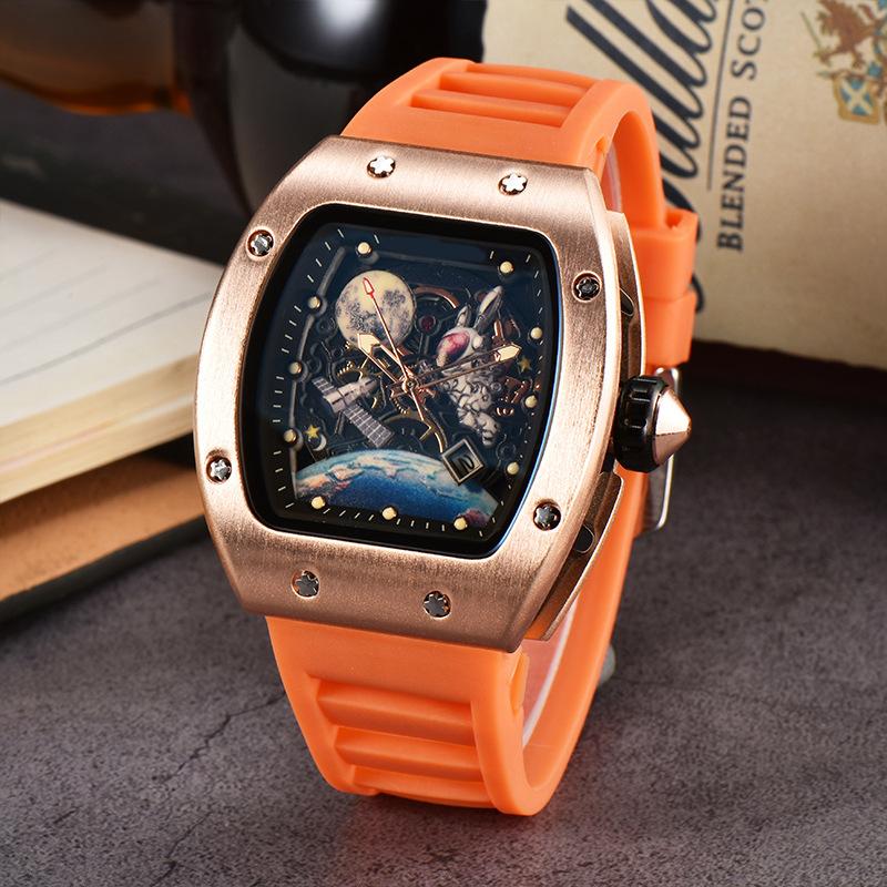 2025 New Barrel-shaped Space Astronaut Luminous Hollow Tourbillon Fashion Men's Quartz Watch