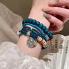5Pcs Bohemian Multi-Layer Rice Bead Bracelet Wings Pendant Elastic Rope Bracelet Ethnic Style Jewelry