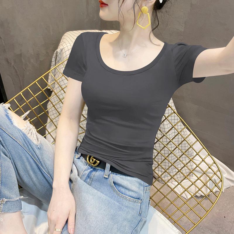 

Женская летняя модальная приталенная футболка большого размера с коротким рукавом черного цвета S