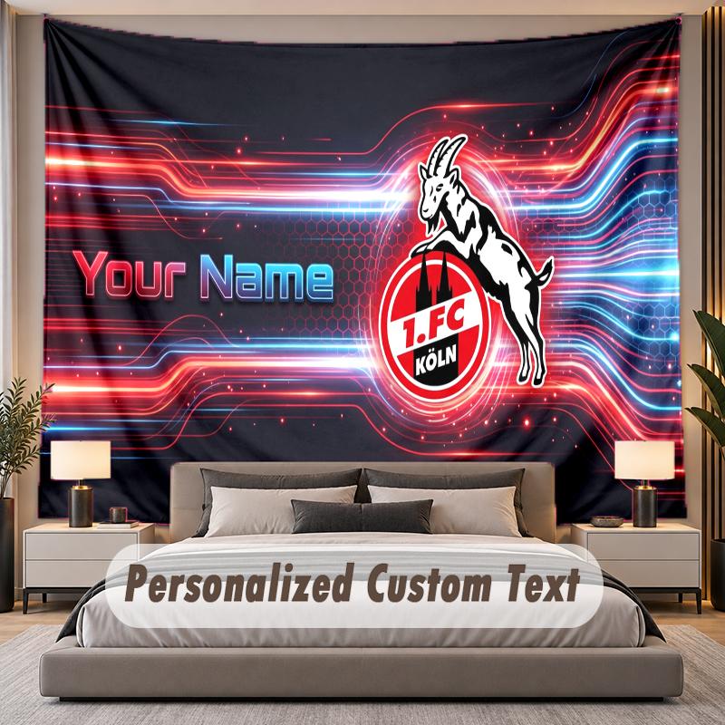 Custom Name Text Tapestry FC Köln Personalized Polyester Wall Tapestry For Bedroom And Room