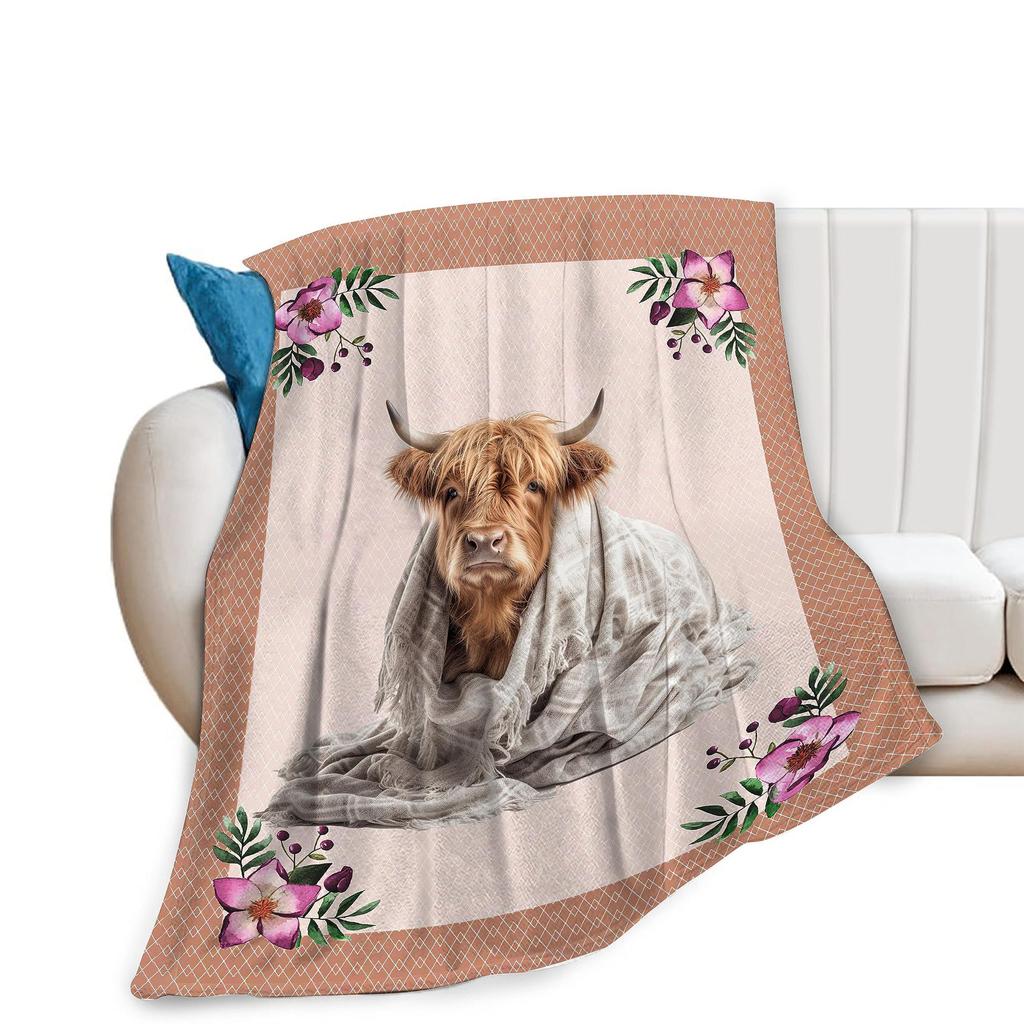 Cow Print Flannel Blanket Cartoon Blanket Nap Blanket