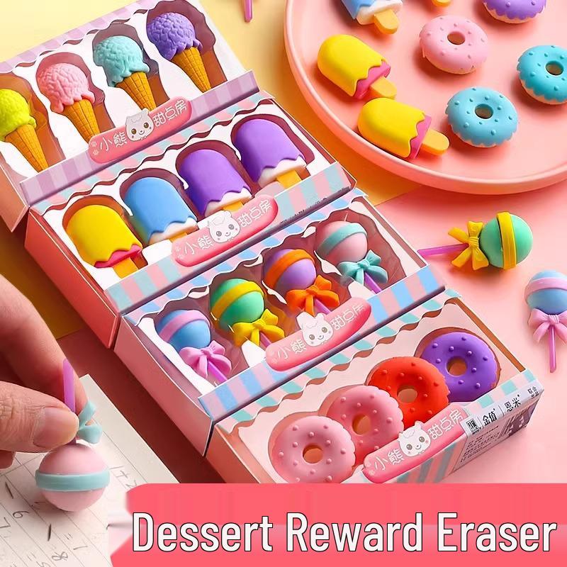 Newcomer 0.01: Set of 16 Cartoon Erasers - Creative Candy Design, Smudge-Free for Elementary Students