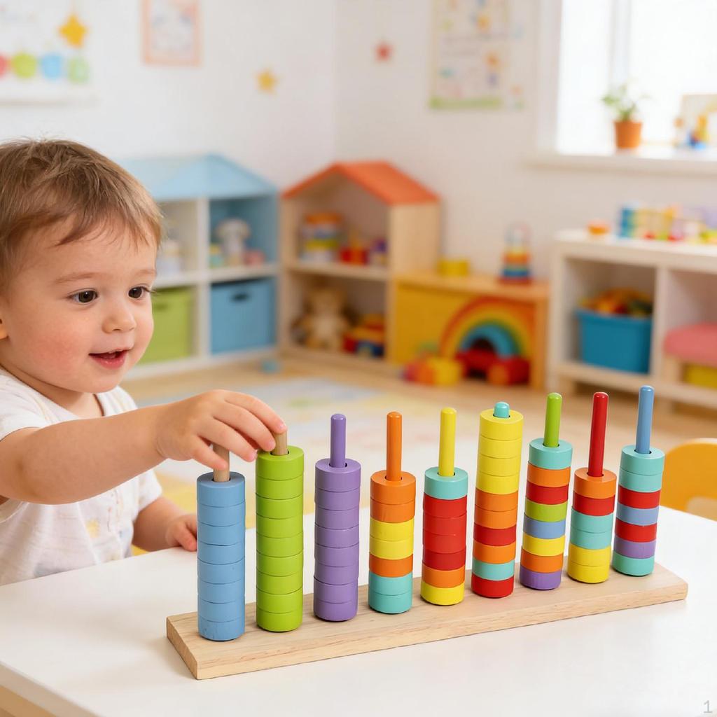 Color-sorting Stacking Toy, Block Set, Early Childhood Learning Rainbow Rings