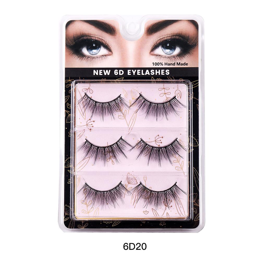 Naturchemiefaser 3 Paar Falsche Wimpern Internet-Berühmtheit Simulation Paar Geklebte Wimpern