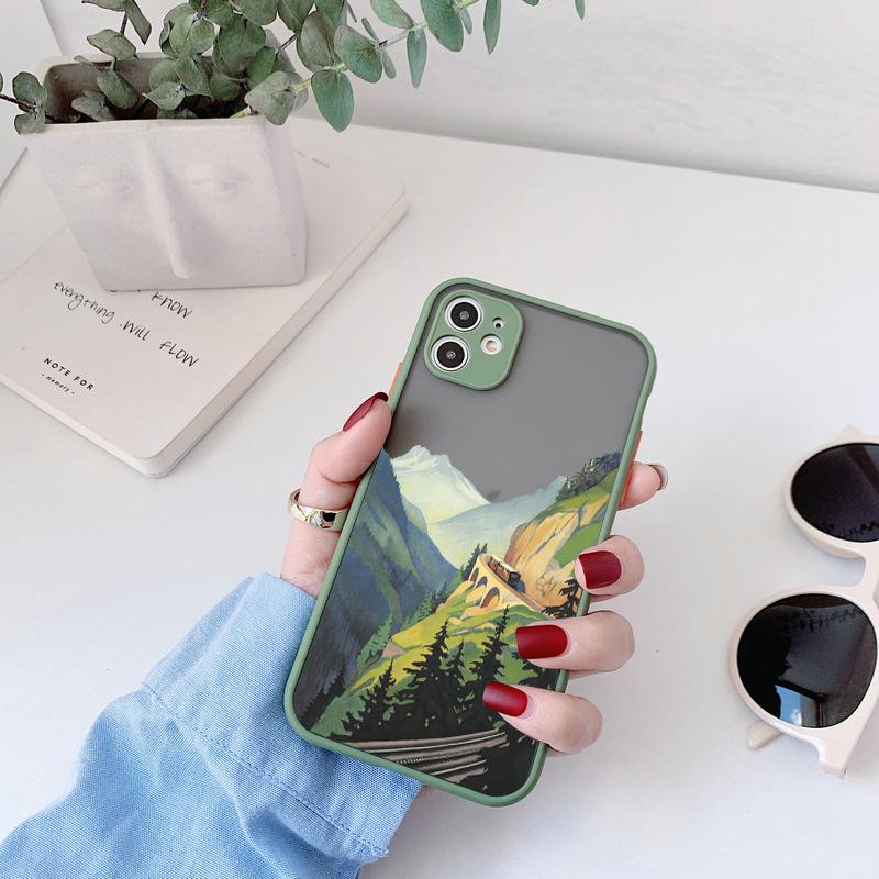 Hand Painted Phone Case For iphone X XS XR Scenery Shockproof Cases For iPhone 15 14 12 13 11 pro MAX Mini 7 8 Plus SE2 Cover