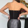 Damen Glitzer-Bandeau-Top Clubwear – Funkelndes trägerloses Party-Top mit metallischem futuristischem Glanz, Sexy Ausgeh-Oberteil