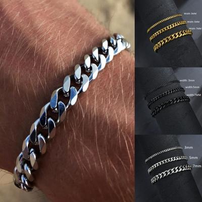 9 Styles Cuban Chain Link Bracelet For Men 3/5/7mm Adjustable Hiphop Rock Outdoor Cool Biker Motorcycle Accessories Punk Pulsera