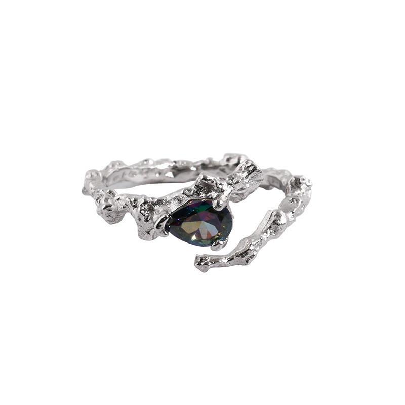 Irregular Colorful Eyecatching Zircon Ring For Women In Unique Copper Design