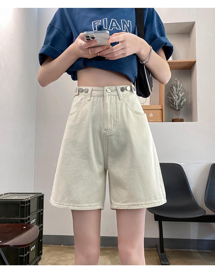 Petite Women s High-Waisted 5-Inch Denim Shorts - 2022 Summer Style, Loose Fit, Thin, Wide-Leg. XL