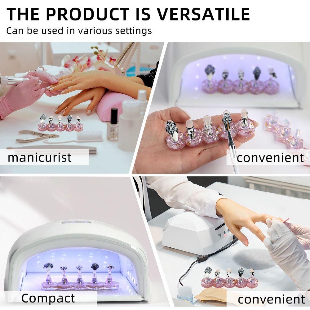 5 Nail Holders Acrylic False Nail Stand Square/Round Base Nail Tips Display Kit  Beginner