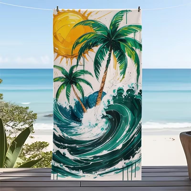 Summer Colorful Tropical Leaves Print Beach Towel Soft Quick Dry Sand Resistant Absorbent Beach Blanket for Beach Pool Gym Yoga